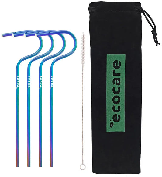 ECOCARE Ekologické kovové slamky Dúhové 4 ks