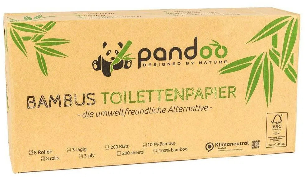 PANDOO Bambusový toaletný papier 3-vrstvový, balenie 8 ks